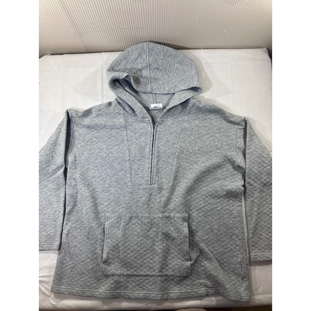 Pure Jill Women's Quilted Pullover Hoodie Sweatshirt Gray Size L Casual